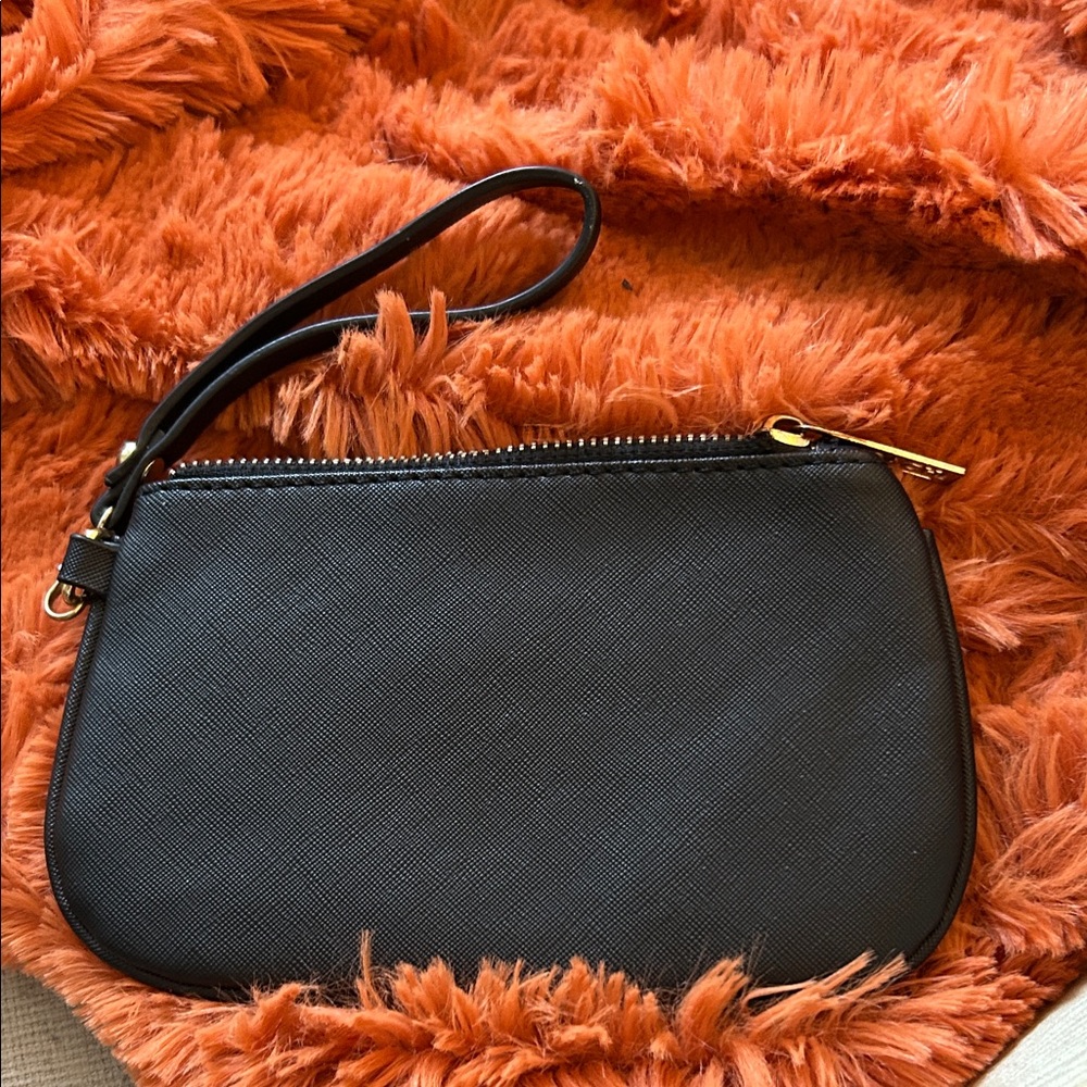 Coach Black Wristlet Clutch with Gold Accents